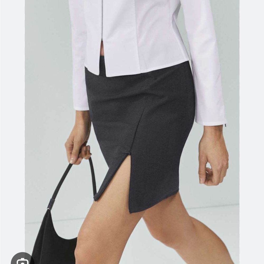 Mango Charcoal Mini Skirt with Side Slit